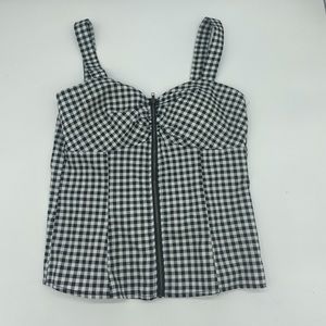 Checkered zip up tank top